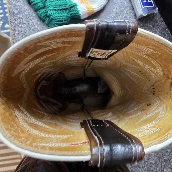 Nocona Men's Western Boots Lizard Leather Brown Cowboy Size 8D Made In USA - Picture 11 of 16